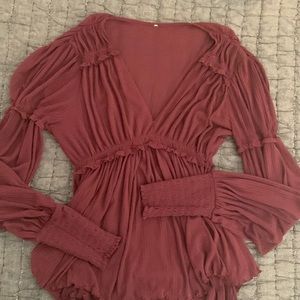 Free People Burgundy Blouse